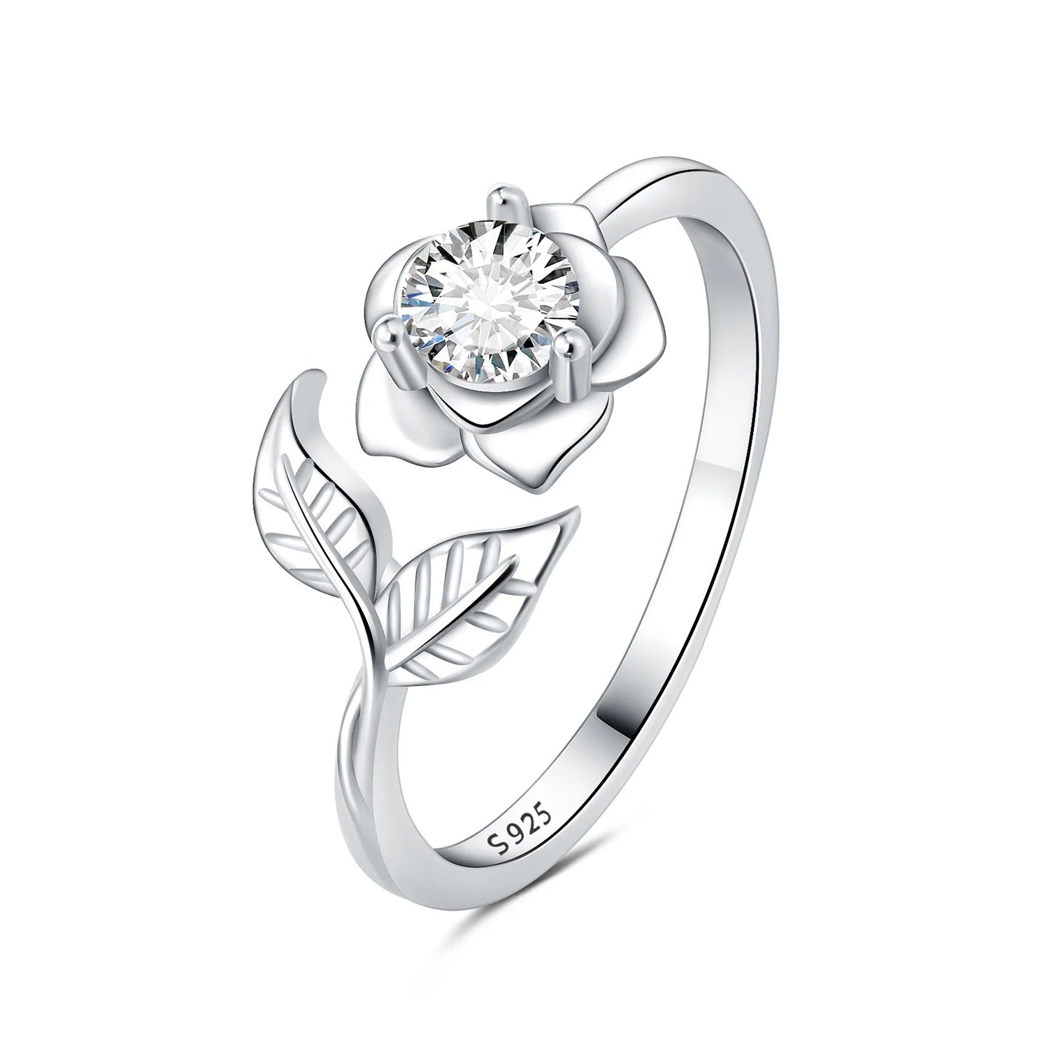 Leaves Roses Flowers Opening Ring