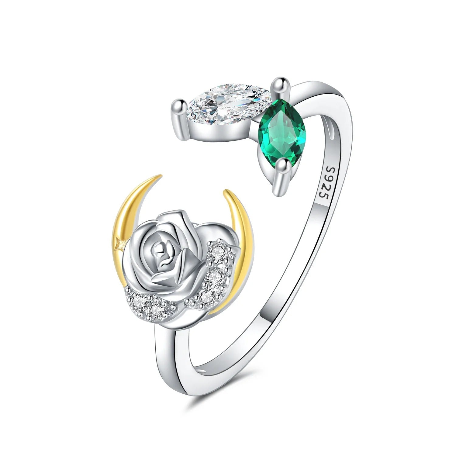 Rose Moon Shaped Opening Ring