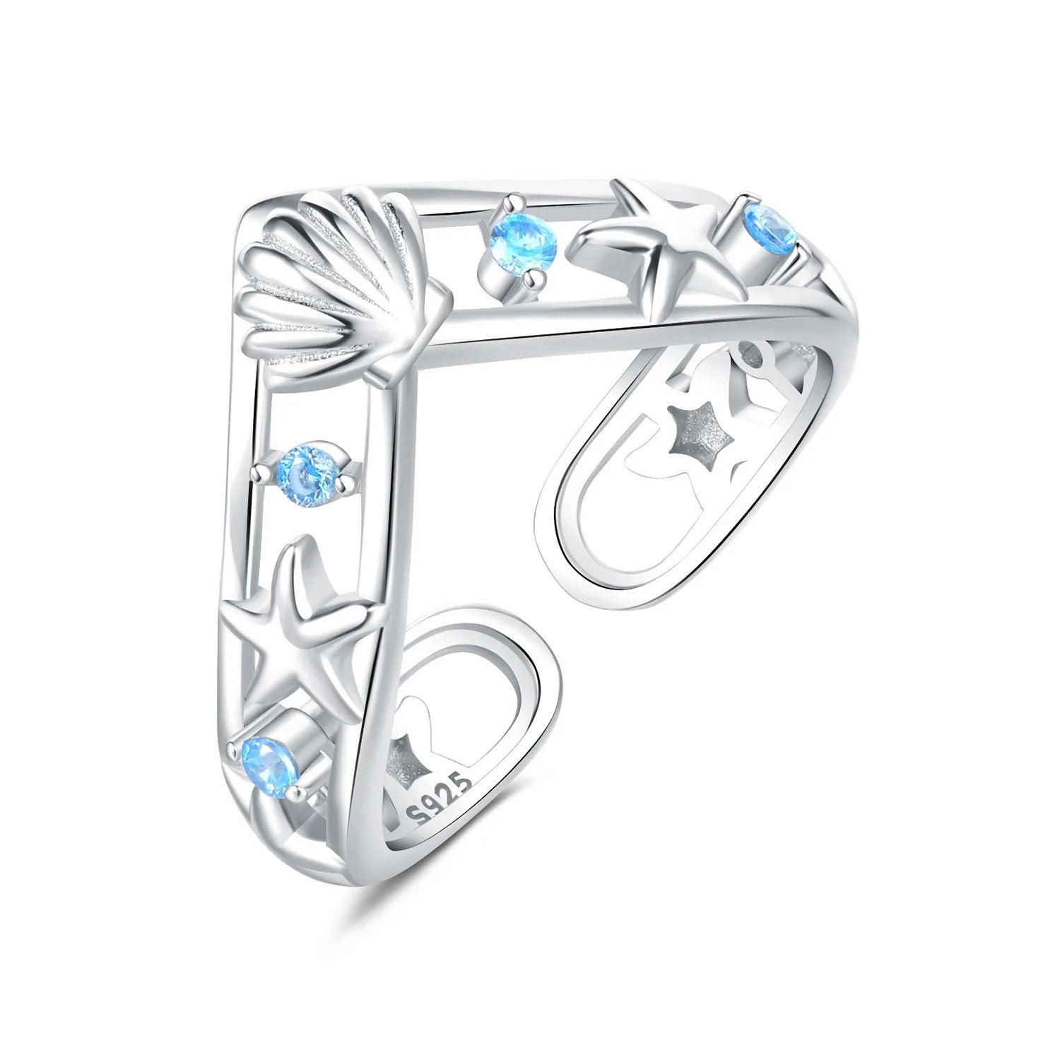 Shell Starfish Ocean Opening Ring