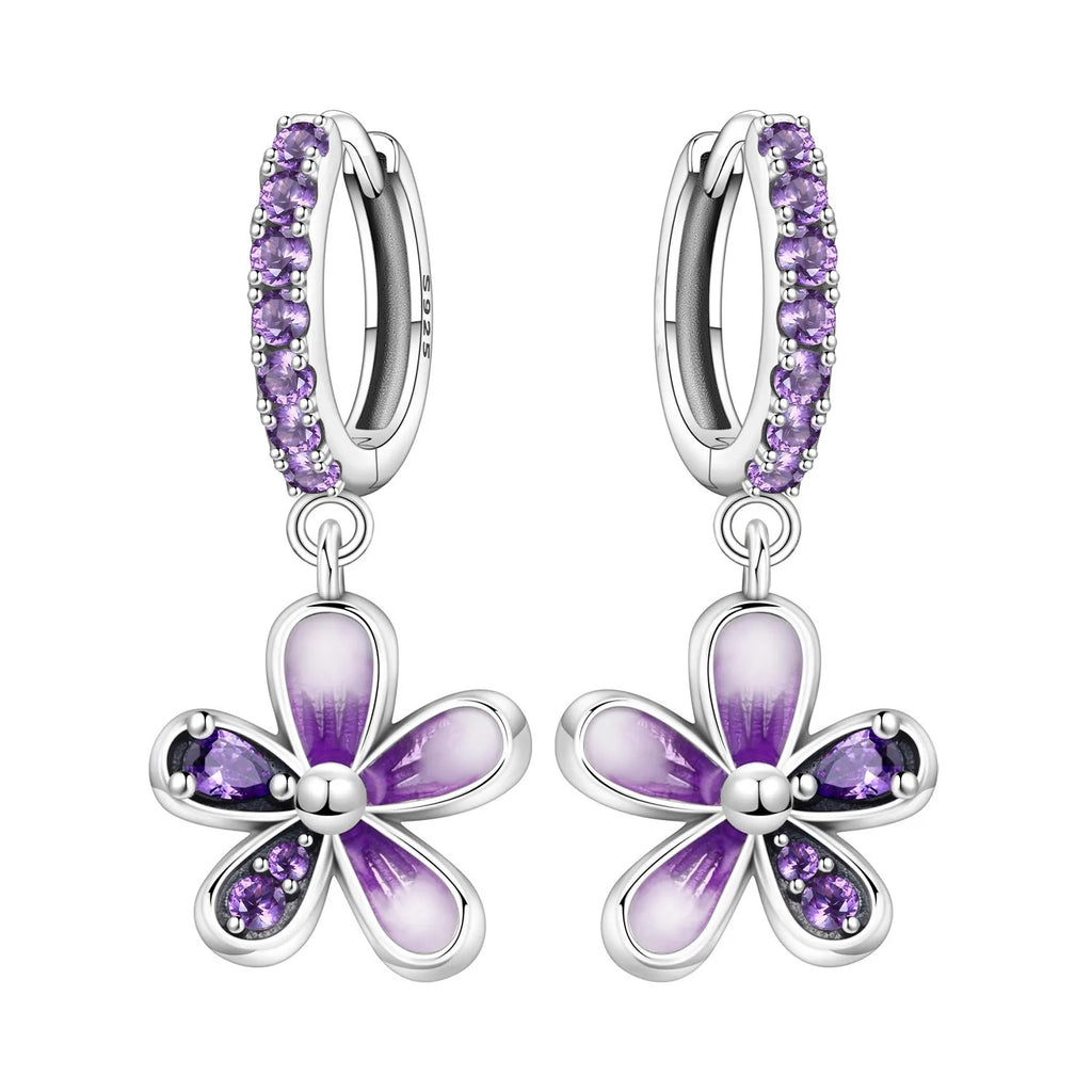 Gradient Purple Flower Drop Earrings