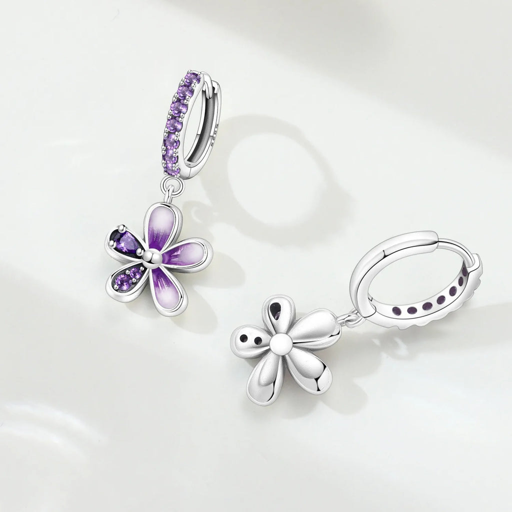 Gradient Purple Flower Drop Earrings