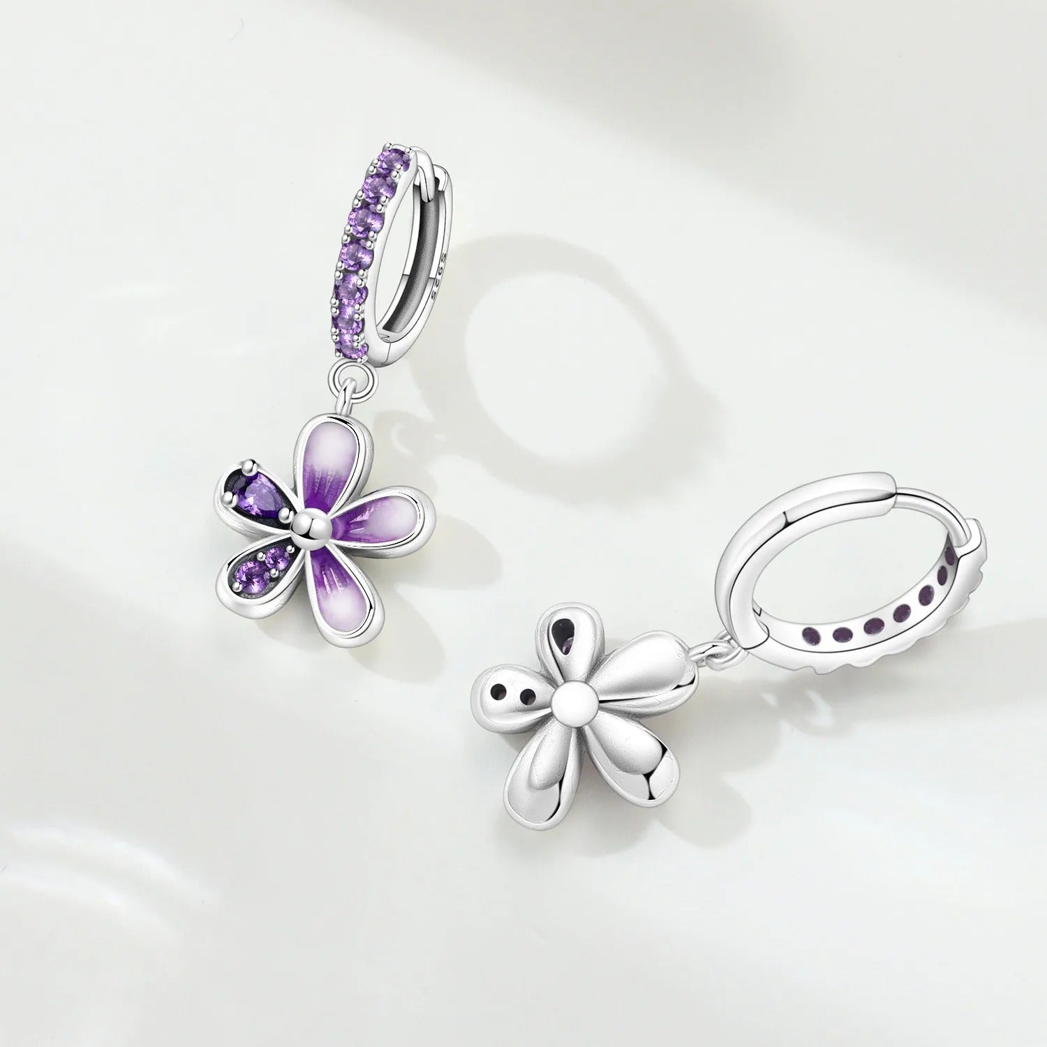 Gradient Purple Flower Drop Earrings