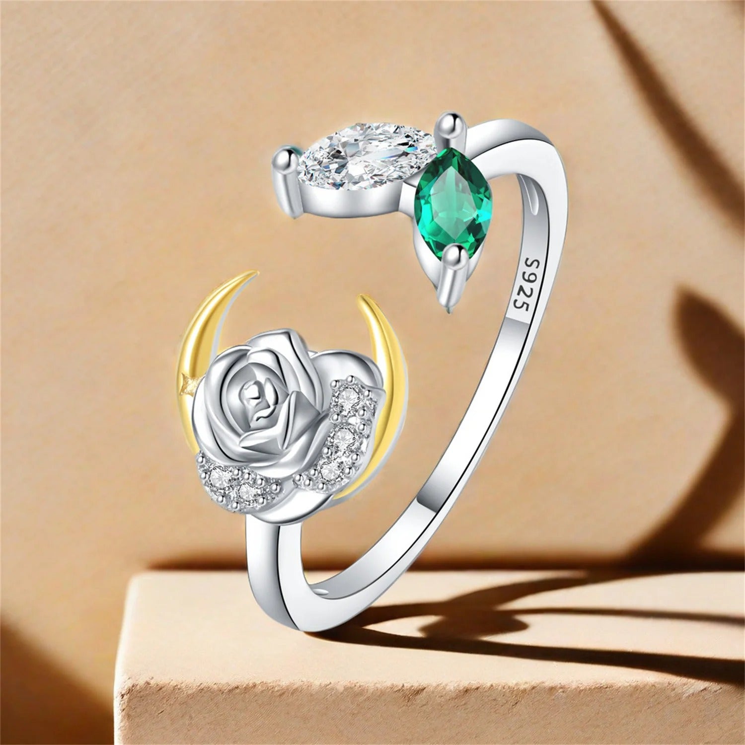 Rose Moon Shaped Opening Ring