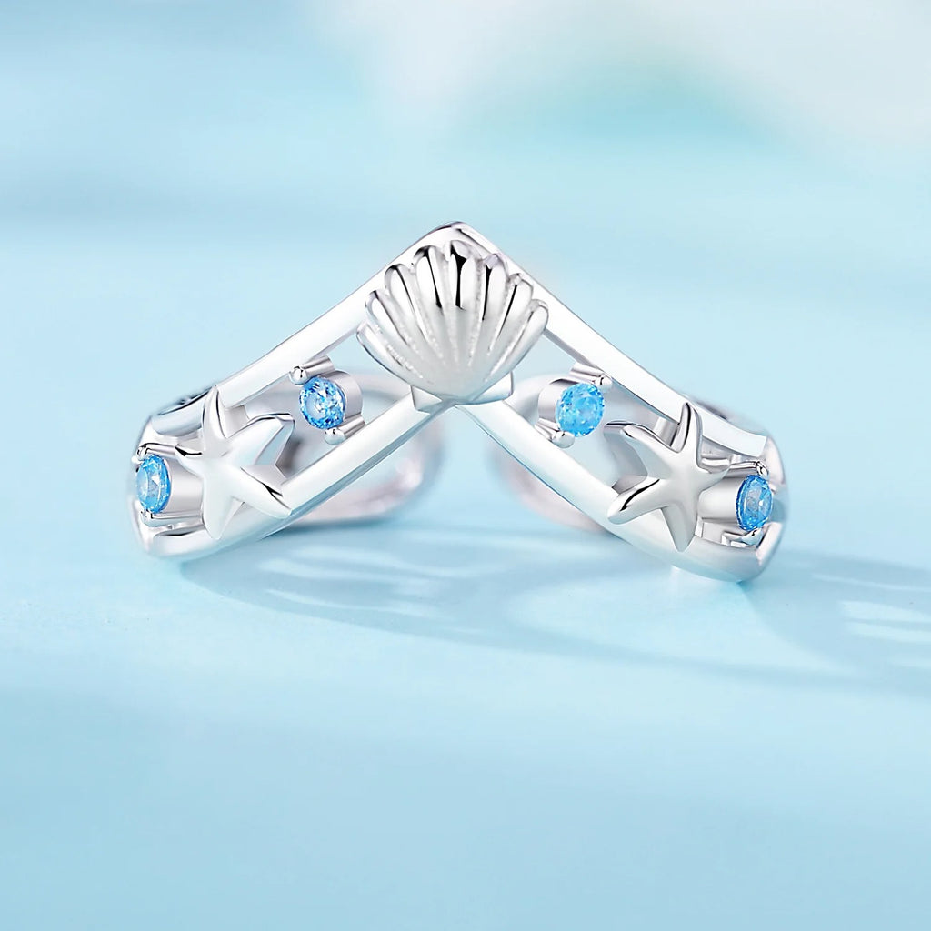 Shell Starfish Ocean Opening Ring