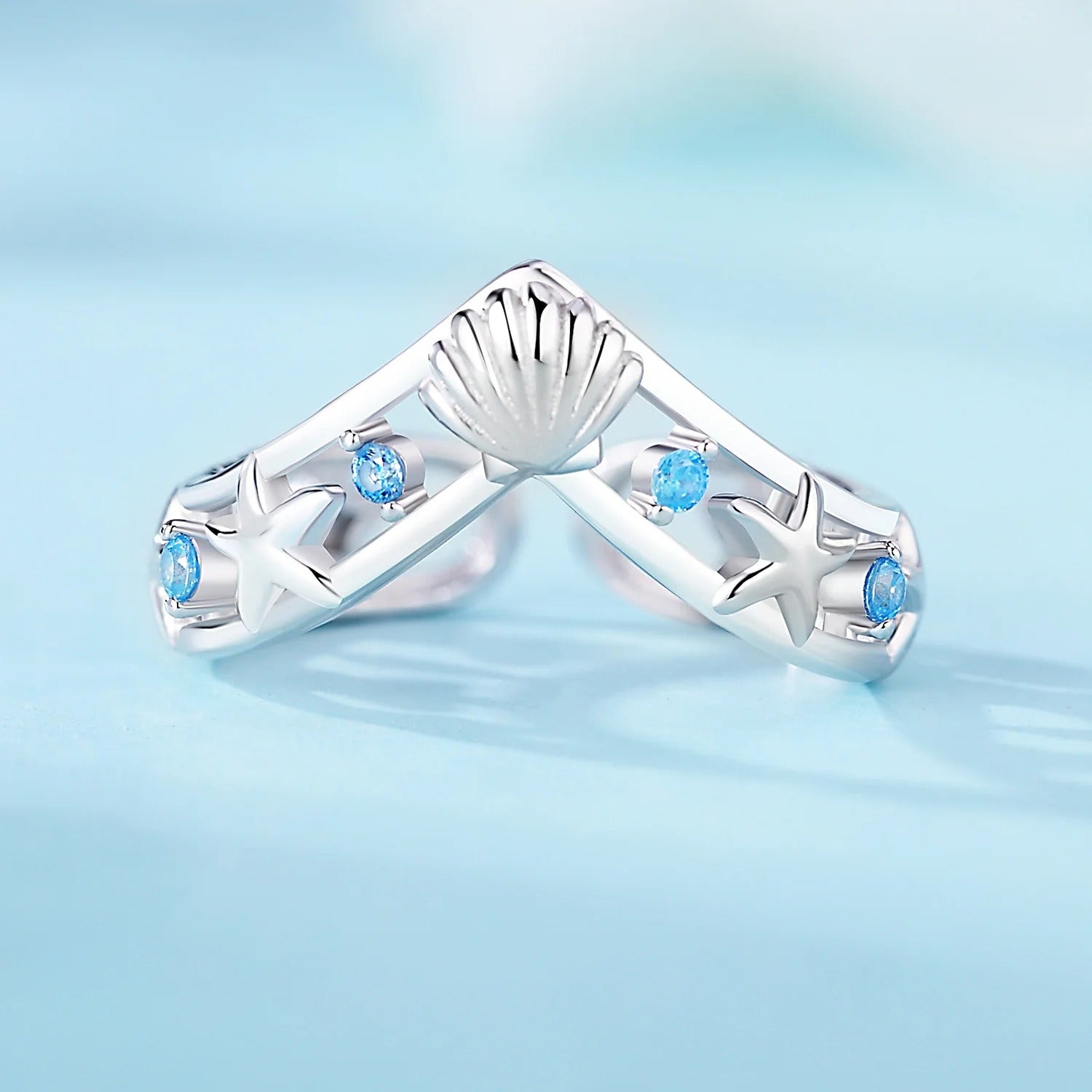 Shell Starfish Ocean Opening Ring