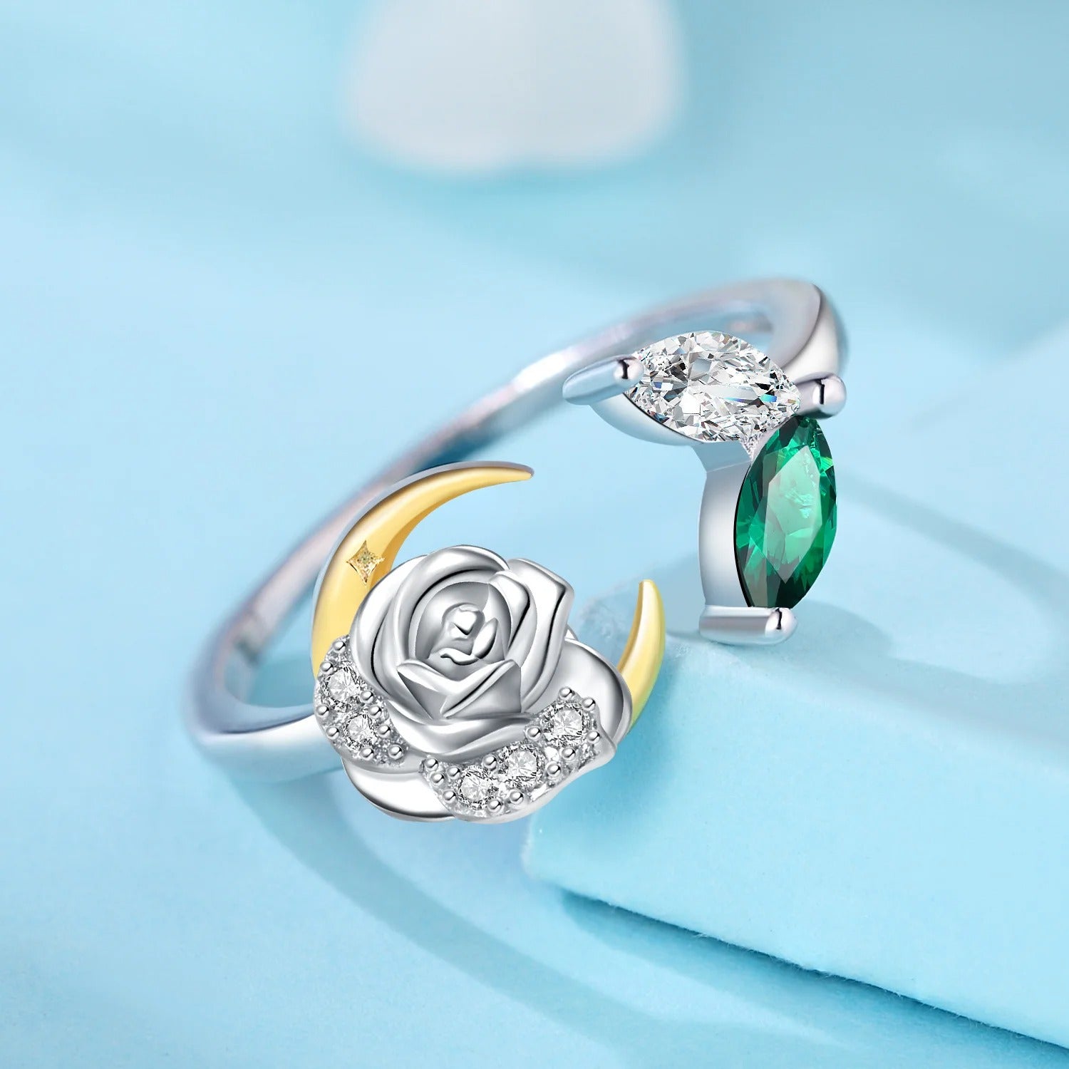 Rose Moon Shaped Opening Ring