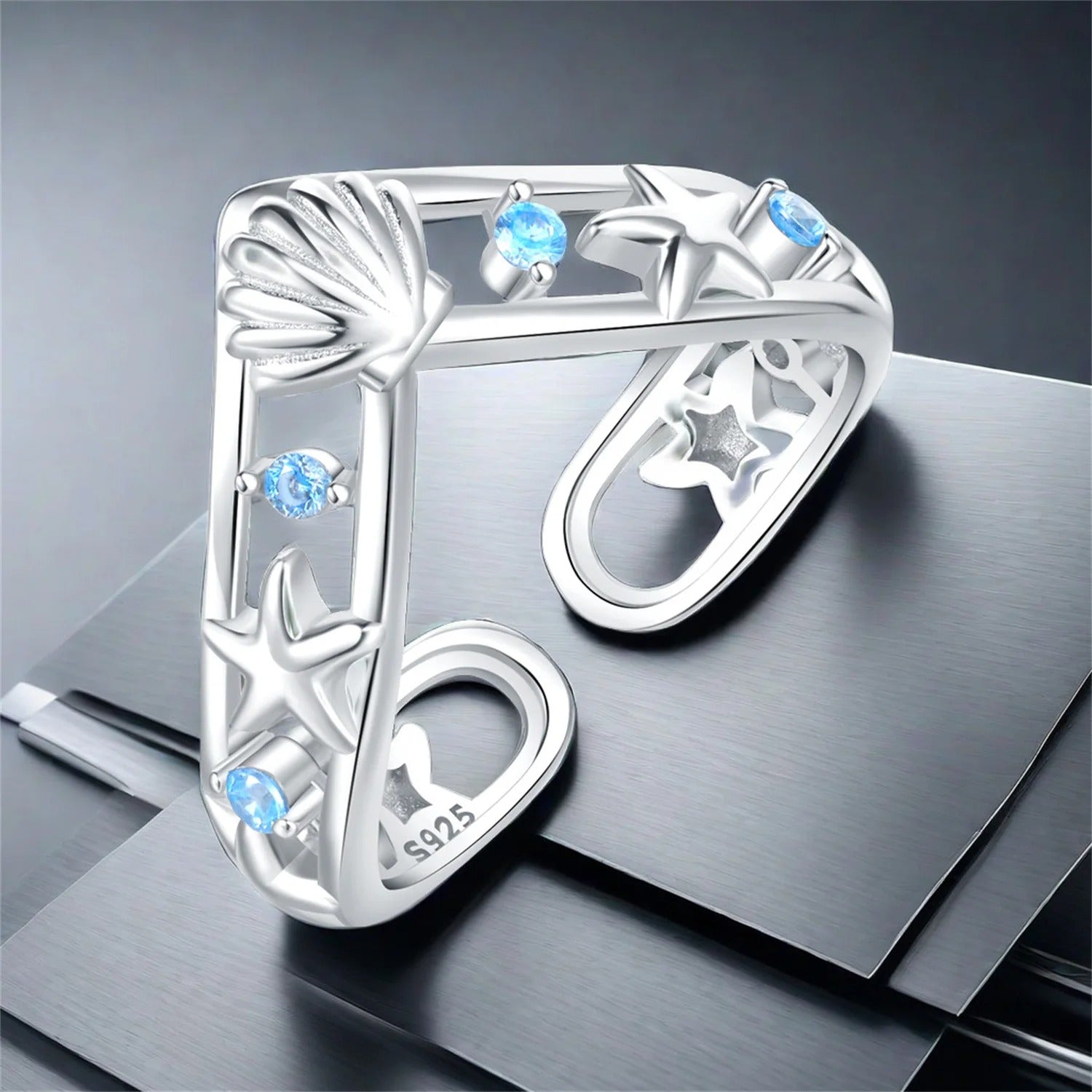Shell Starfish Ocean Opening Ring