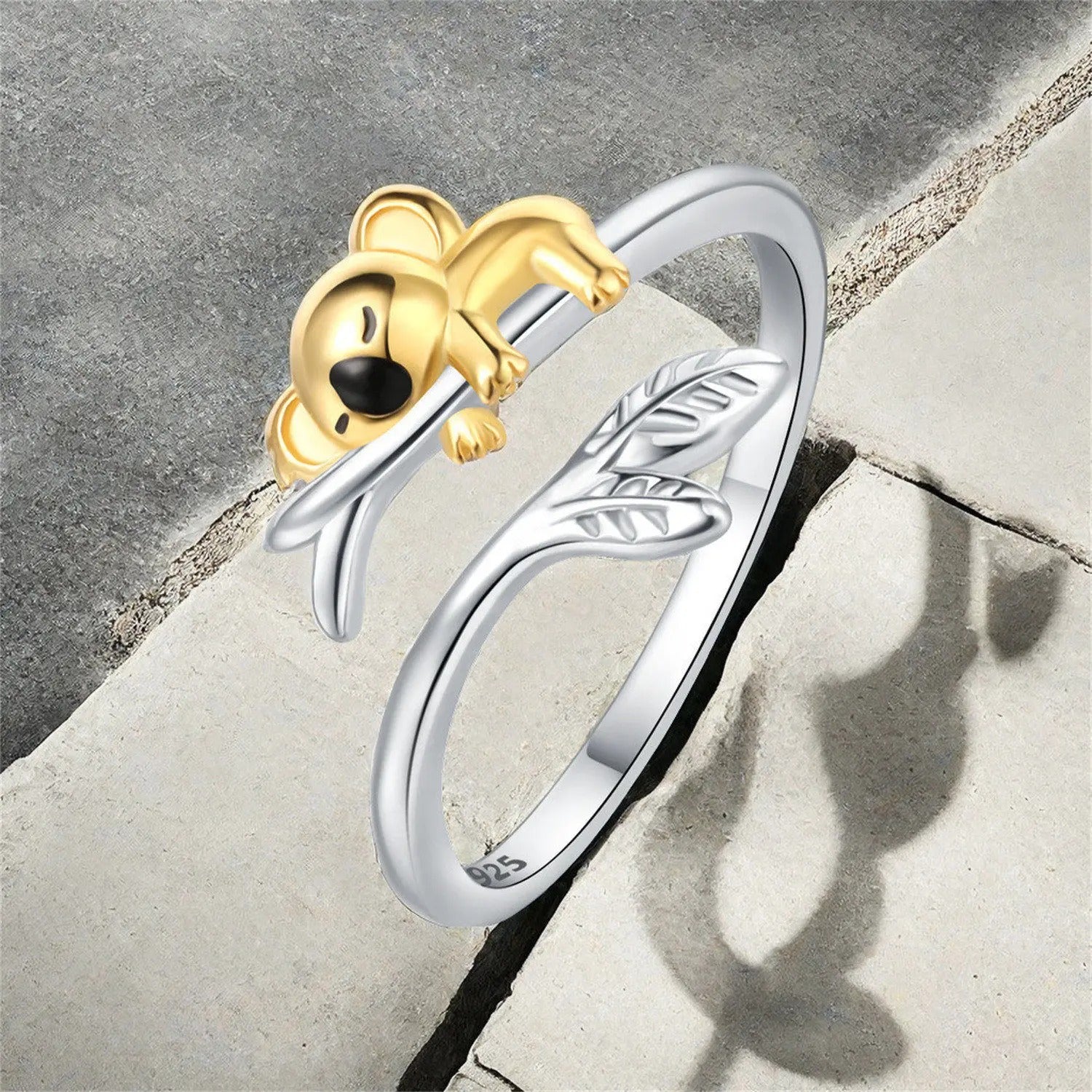 Golden Sloth Animal Opening Ring