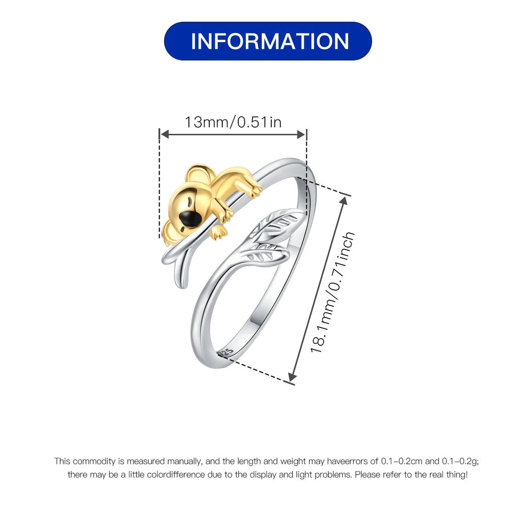 Golden Sloth Animal Opening Ring