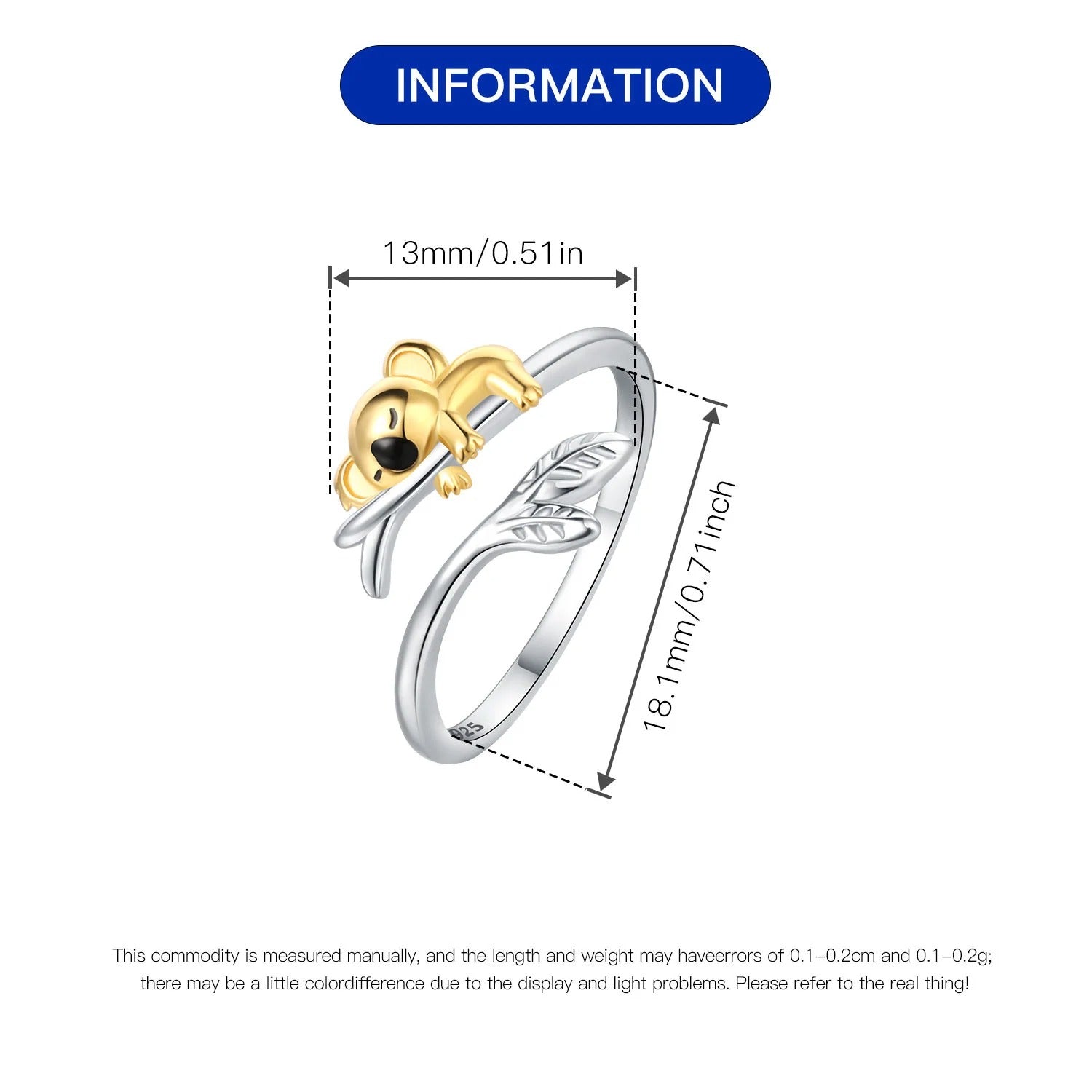 Golden Sloth Animal Opening Ring