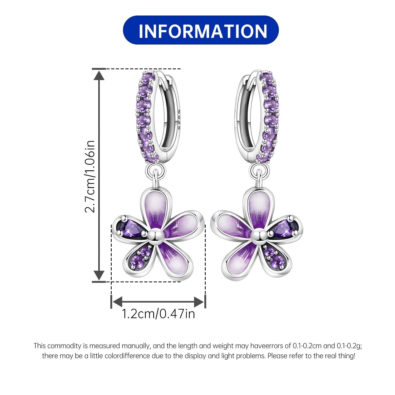Gradient Purple Flower Drop Earrings