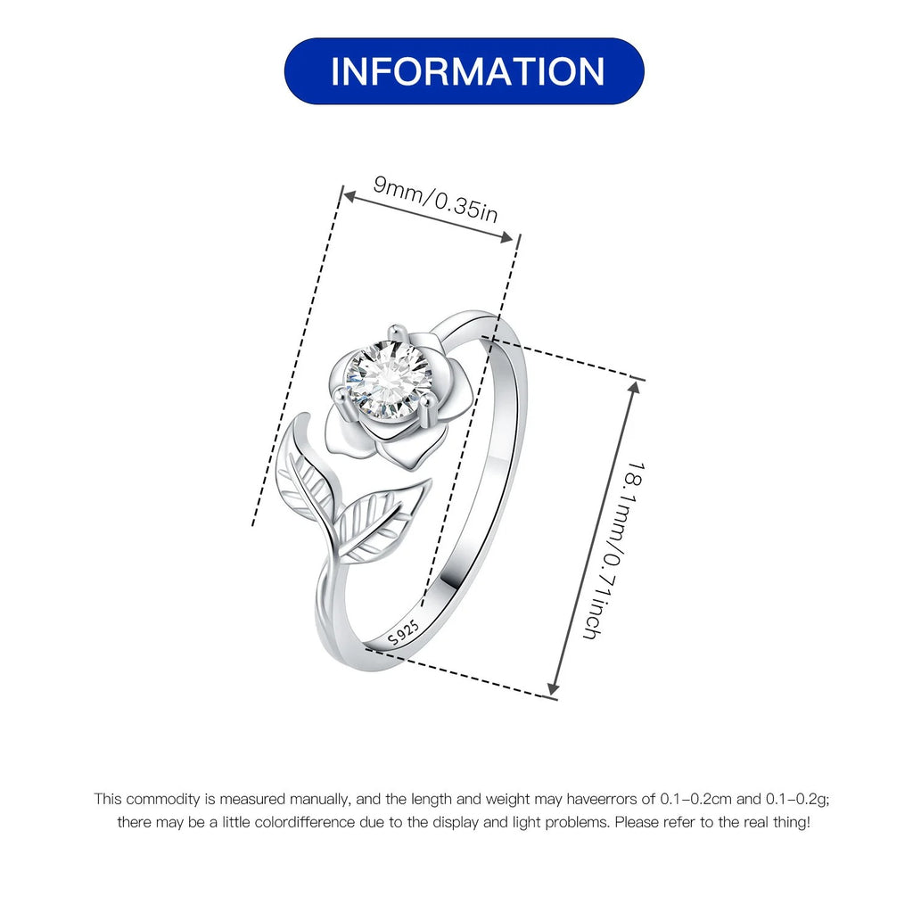 Leaves Roses Flowers Opening Ring