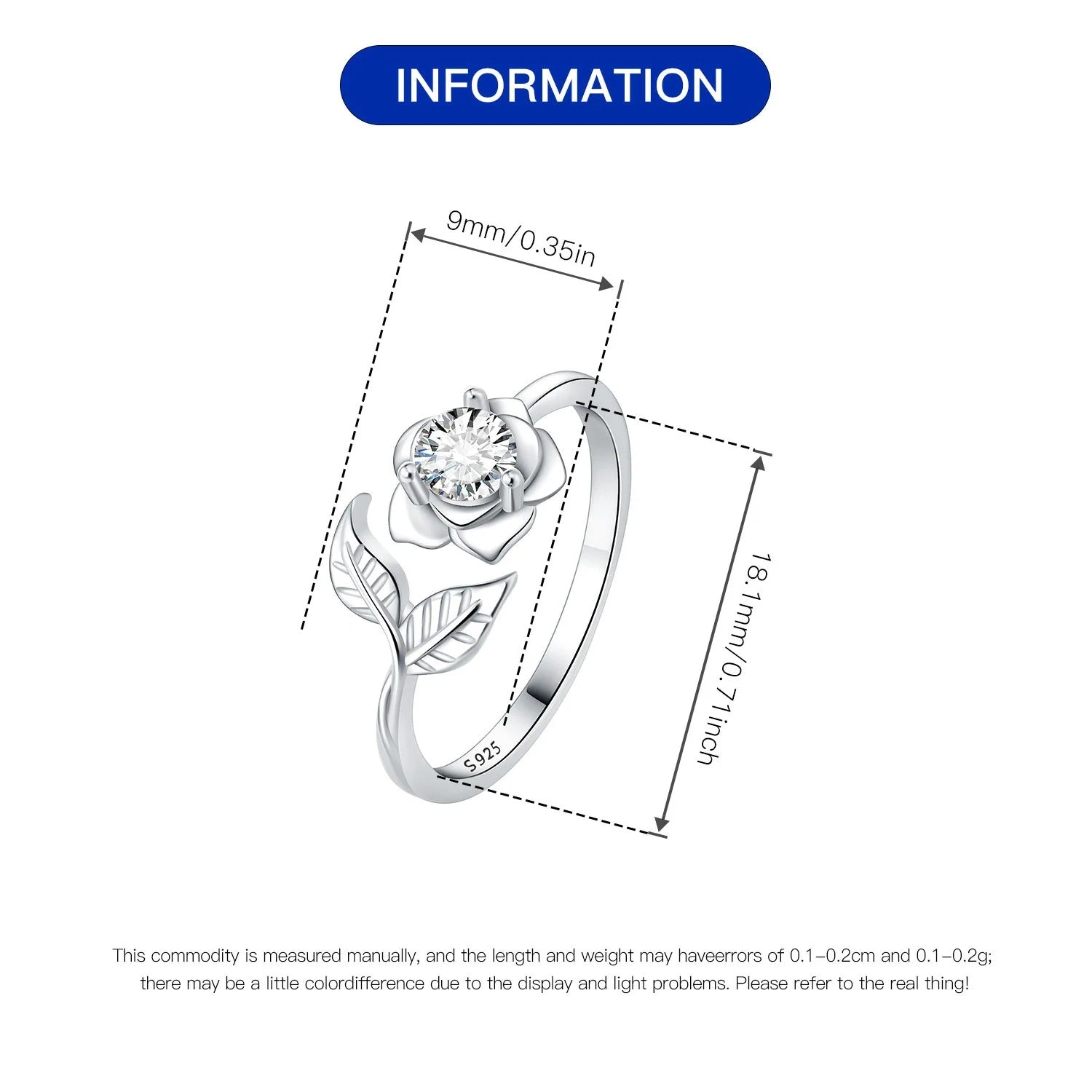 Leaves Roses Flowers Opening Ring
