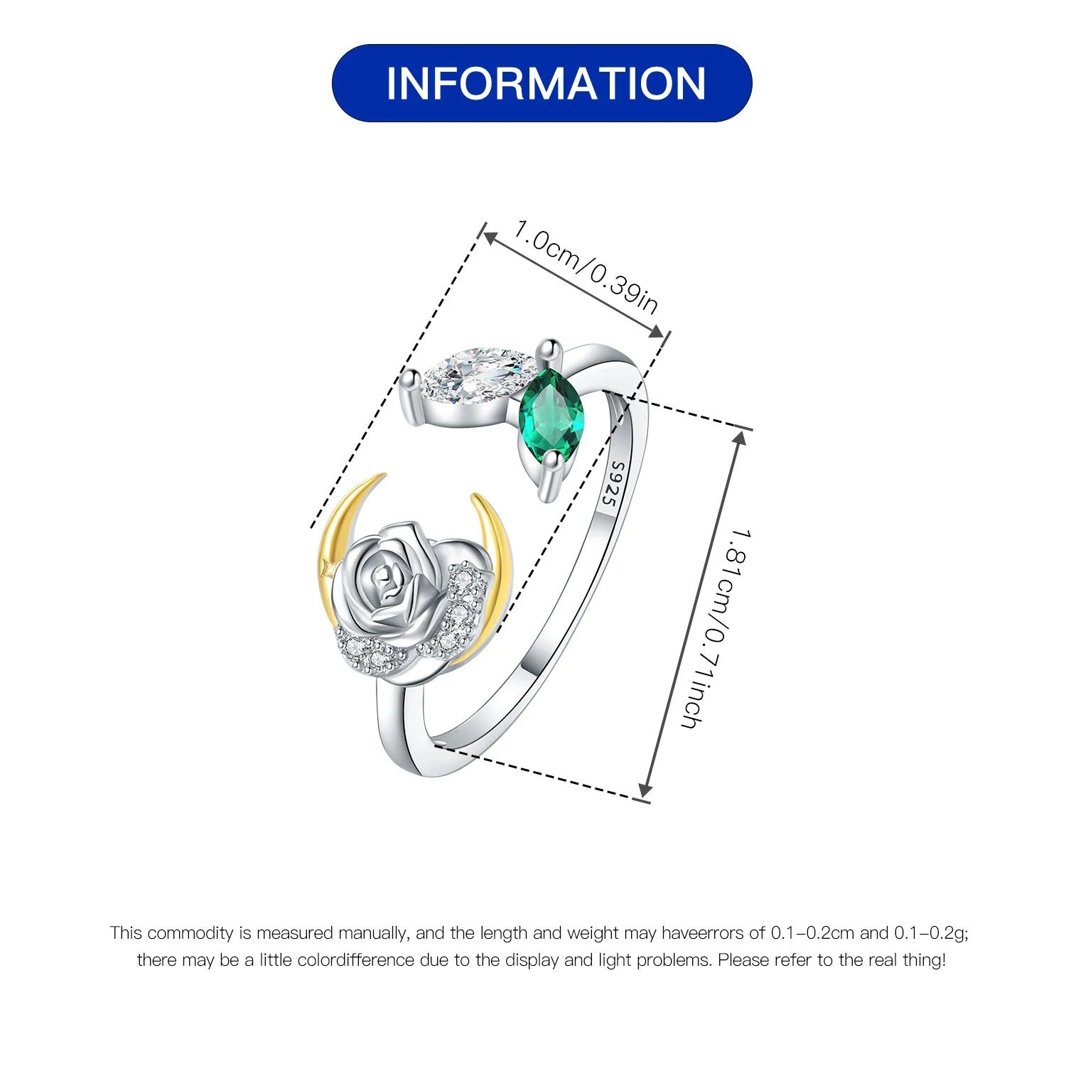 Rose Moon Shaped Opening Ring